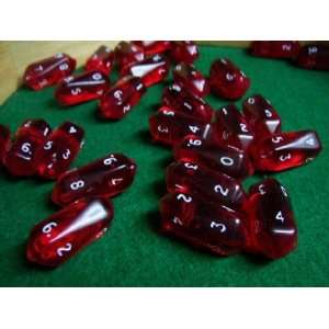   Cheap Transparent Crystal Shaped Red 10 Sided D10 Dice: Toys & Games