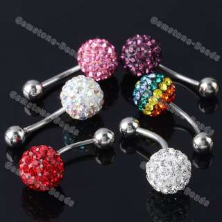   Czech Crystal Stainless Steel Navel Ring Belly Piercing 16G  