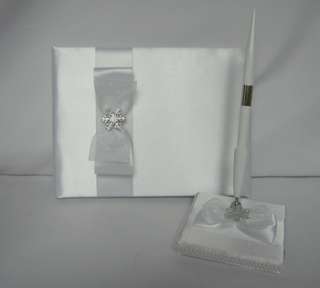 This elegant card box is covered with soft white satin fabric and 