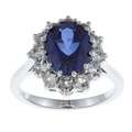  Essentials Sterling Silver Created Sapphire and White Topaz Diana Ring