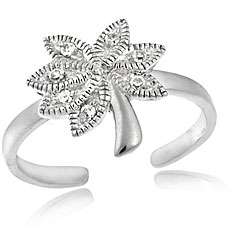 Icz Stonez Sterling Silver Palm Tree Cubic Zirconia Toe Ring 