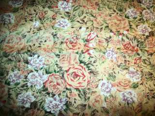 Vintage Reproduction Tea Rose Floral Calico Fabric  