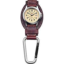 Dakota Mens Brown Leather Hanger Carabiner Watch  