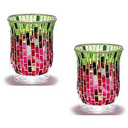 Exotic Tulip Mosaic Hurricane Candle Holders (Set of 2)  Overstock 