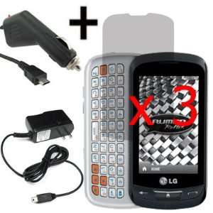   LG Rumor Reflex LN272 x3 + Car + Home Charger Clear Cell Phones