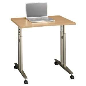  Light Oak Adjustable Height Mobile Table Light Oak: Office 