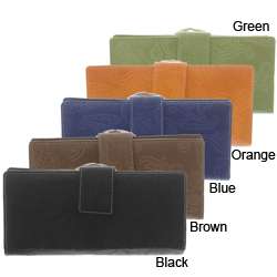 Mundi Embossed Leather Tab Frame Clutch Wallet  Overstock
