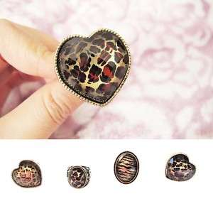 Animal pattern.. new Vintage leopard grain ring 4 style  