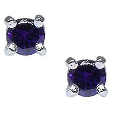 Sterling Silver Purple Cubic Zirconia Stud Earrings  