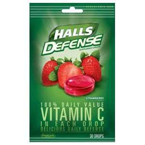 Halls Defense Drops, Strawberry, 30 Count Drops (Pack of 12)