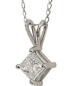   Princess cut Diamond Solitaire Pendant (G H, SI1 SI2)  Overstock