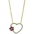 18k Gold over Sterling Silver Ruby and Diamond Accent Necklace MSRP 