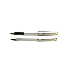  Sonnet Ballpoint Pen, Stainless/Gold Barrel, Blue Ink 