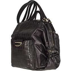 Versace Black Croco Stamped Tote Bag  