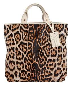 YSL Leopard Print Calf Hair Tote Bag  Overstock