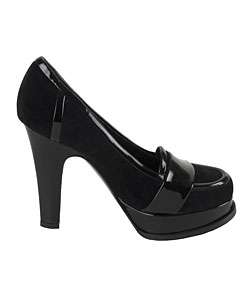Black Velvet & Leather Platform Loafers  