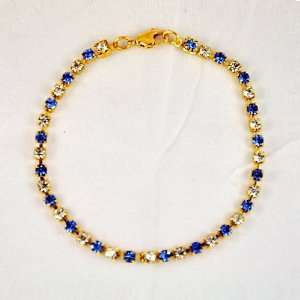   3mm Swarovsky Crystal Sapphire 18 Karat Gold Plated Bracelets Jewelry