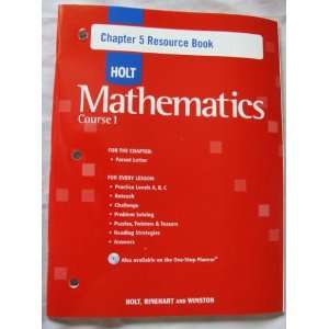  Chap Res Bk 5 W/ANS Holt Math CS 1 2007 (9780030782213 