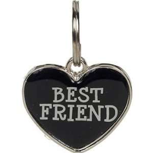    Closet 18 mm Black Enamel Heart BEST FRIEND Tag Charm, ColorSilver