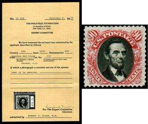 US Stamp Scott 132 Mint OG 1876 Reissue XF PF  