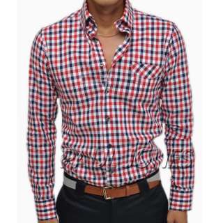Men’s Fashion Cotton Pocket square check shirts  