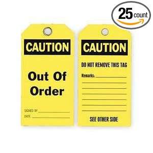 Industrial Grade 2RMV7 Accident Prevention Tag, Caution, Pk 25  