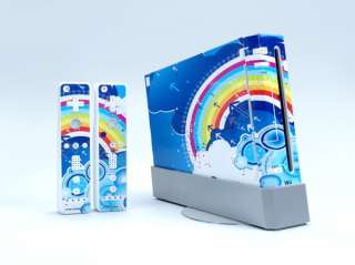 Protector Skin Sticker for Wii Console & Remote Rainbow  