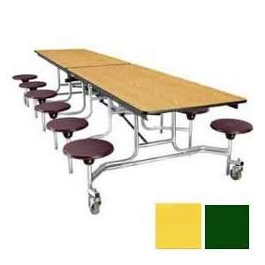 12 Mobile Cafeteria Stool Unit With Plywood Top, Green Top/Yellow 