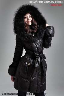 2011 NEW DELUXE REAL FUR COLLAR WOMEN HOODED WINTER LONG DOWN JACKET 