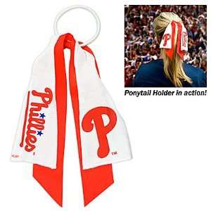   Phillies Ponytail Holder Hair Tie Ribbon: Sports & Outdoors