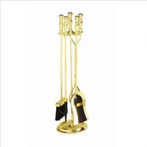  4 Piece Round Base Tool Fire Set Finish: Brass Plated 