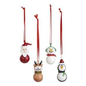  Set Of 4 Mini Glass Holiday Character Ornaments: Home 