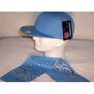  New Fitted Hat Light Blue Cap Bandana Combo L: Everything 