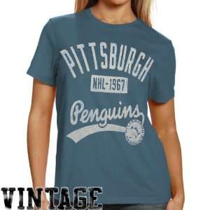 NHL CCM Pittsburgh Penguins Ladies Retro Crackle Pop T Shirt   Light 