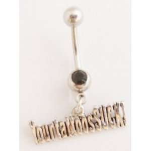 Your Tattoos Suck with Black CZ Stone Dangle Belly Ring 316l Surgical 