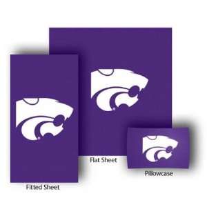 NCAA Kansas State Wildcats Fitted/Flat Bed Sheet and Pillow Case Set 