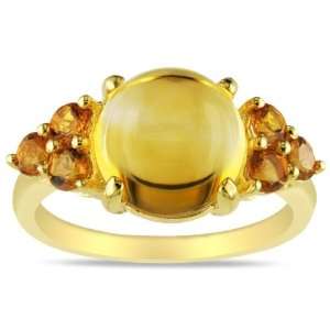   Silver, Yellow Rhodium Plated, Citrine and Madeira Ring: Jewelry