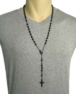 Stainless Steel Rosary Necklace 5mm Choose Color  