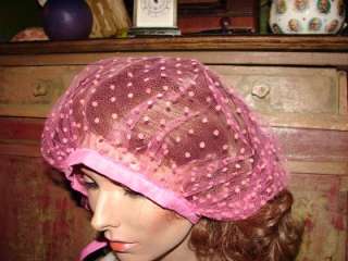 Vintage Lot Of 9 Sheer Lace Tie Down Scarf Like Curlers Scarf Hair Net 
