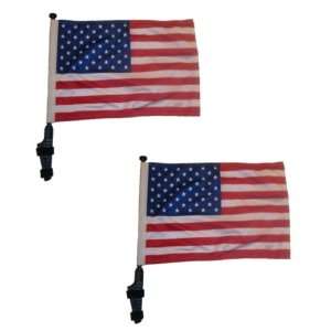  USA (SET OF 2) Golf Cart Flags with Ez On and Off Brackets 