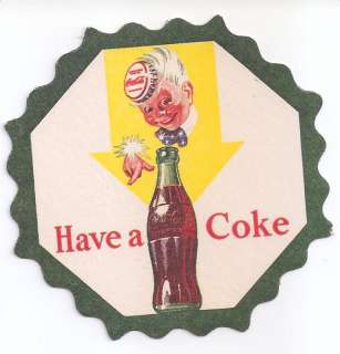 COCA COLA 1950S RARE COKE BOY COASTER MINT CONDITIONL@@K  