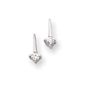  Rhodium plated Drop CZ Earrings   JewelryWeb Jewelry