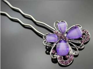   Fashion Cute Crystal Purple Butterfly Hairpin Hair Pin Accessories