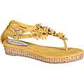Refresh by Beston Womens Tokyo 01 Yellow Floral Accent T strap 