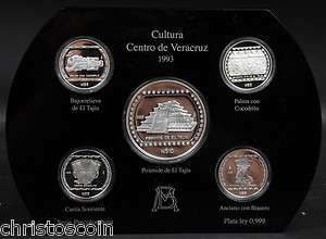 1993 Mexico Cultura Centro de Veracruz 9 Oz. Silver Set  