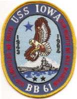 USS IOWA BB 61 PATCH  