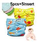 5NEW BABY WASHABLE reuseable CLOTH DIAPERS 3.0 NAPPY +5INSERT clothing 