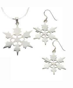 Sterling Silver Snowflake Earrings/ Necklace Set  Overstock