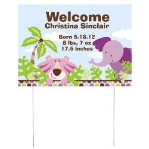  Personalized Safari Girl Yard Sign   Party Decorations 