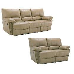 Oakley Tan Reclining Leather Sofa and Leather Loveseat  